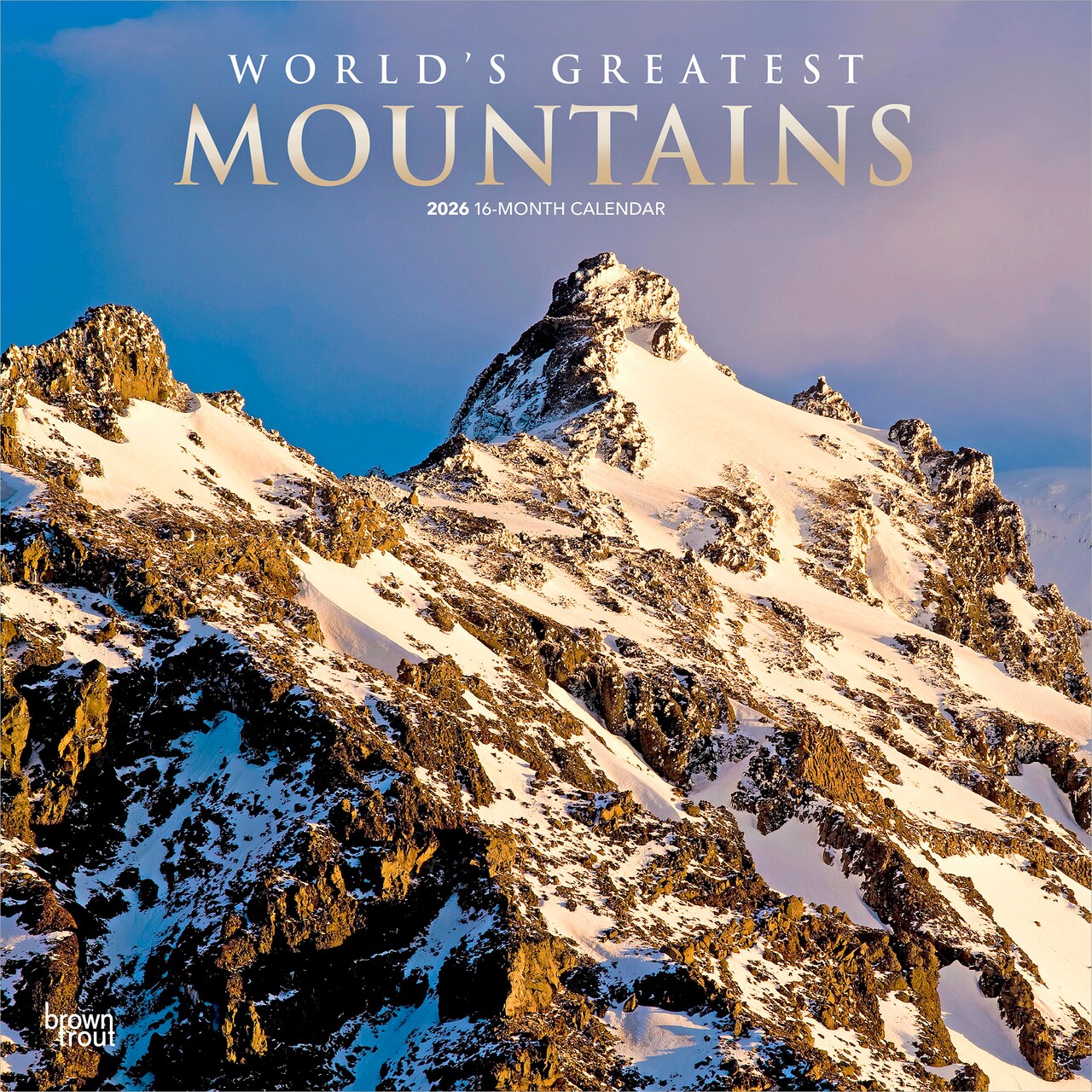 World's Greatest Mountains | 2026 12 x 24 Inch (Hanging) Monthly Square Wall Calendar | Foil Stamped Cover | Plastic-Free